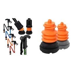 Flexyfoot Shock Absorbing Derby Handle Folding Walking Stick – Black – Improves Safety, Reduces Shocks & Jarring & Flexyfoot Shock Absorbing Walking Stick Ferrule Replacement Foot - Black
