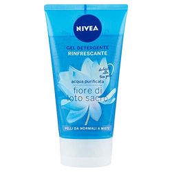 NIVEA Gel Detergente Viso Rinfrescante 150ml, Detergente viso con acqua purificata e fiore di loto, Detergente viso pelle sensibile che rispetta la naturale idratazione della pelle