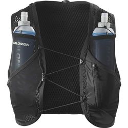Salomon Active Skin 8 Gilet d'hydratation Trail Running Randonnée Vélo Unisexe avec flasques d'hydratation incluses, Facilité d’hydratation, Fit précis, Rangement optimisé, Noir, M
