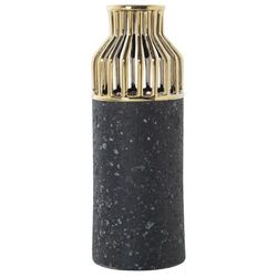 Alexandra House Living Vaas, goud, donkergrijs, keramiek, 13 x 13 x 31 cm