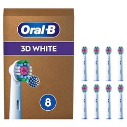 Oral-B 3D White Testine Spazzolino Elettrico, Confezione da 8 Testine di Ricambio, Sbiancanti, Con Esclusiva Coppetta Lucidante per Rimuovere le Macchie Superficiali, Adatto alla Buca delle Lettere