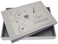 White Cotton Cards Mini-Album pour 1e Anniversaire Motif Love Tree