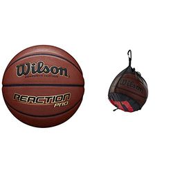 Wilson, Pallone Da Basket, Reaction Pro, Arancione, Finta Pelle, Misura 7, Uso All'Interno E All'Esterno, Wtb10137Xb07 &, Basket, Rete Porta-Palloni Da Basket, Nero, Per Un Pallone, Wtb201910