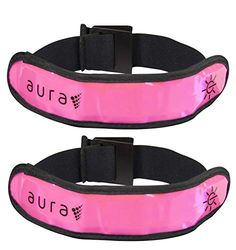 Aura Running Armband, Confezione da 2 Strisce LED ad Alta visibilità. Unisex-Adulto, Rosa, Taglia Unica