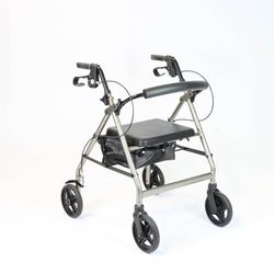 NRS Healthcare A-Series Petite Lightweight Folding 4 Wheel Rollator with Seat and Bag - Grey