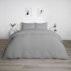 OHS Pinsonic Tribal Parure de lit de Luxe avec Housse de Couette et taie d'oreiller Ultra Douce Motif Moderne en Relief Gris