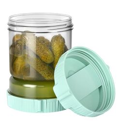 VINATO Bote para Aceitunas con Escurridor Capovolteable | Recipiente Encurtidos Hermético, Almacenaje Cocina | 1.5L (Aceitunas, Jalapeños)