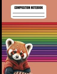 Composition Notebook: Cute Rainbow Red Panda, Wide Ruled, 100 pages