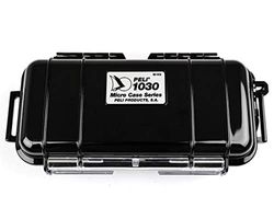 PELI 1030 Estojo técnico ao ar livre para proteger objetos pessoais em atividades de escalada, pesca e caiaque, IP67 impermeável ao pó, 0,6 L de capacidade, fabricado nos EUA, cor preta