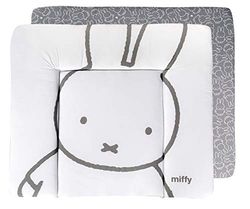 roba Colchón Cambiador para Bebés 85 x 75 cm miffy - Bordes Elevados - Para Mesa Cambiador - Sin Ftalatos - Estampado de Conejo - Dos Caras Gris / Blanco