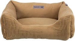 TRIXIE Cuccia per cani Marley 80 x 60 cm in ocra – Cesta rettangolare per cani di taglia media – accogliente cestino per cani con rivestimento in tela di cotone di alta qualità – morbido e lavabile –