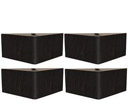 Margot Black Wood Angolo Moderno – Set di 4 Piedi di Rete, Legno, Wenge, 15 x 15 x 11 cm