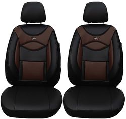 BREMER SITZBEZÜGE Measure Car – Lot de 2 Housses de Protection en Similicuir compatibles avec Volvo XC60 1 conducteur et Passager de 2008 à 2017 - Housses de Protection en Cuir Textile - Noir/Marron