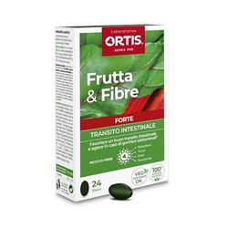 Ortis - Fruits & Fibres Forte 24 Comprimés - Complément Alimentaire pour Favoriser le Transit Intestinal - En cas de Transit Lent et Ballonnements - Action Rapide - 100% Naturel à base de Rhubarbe