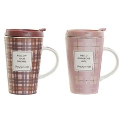 DKD Home Decor Tasse pour Infusion, Céramique, Rose, Marron, Estándar