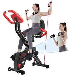 EVOLAND Opvouwbare hometrainer, hometrainer met 8 weerstandsniveaus, verstelbare zitting, lcd-display, cardio-training, indoorfiets voor volwassenen, indoorfiets, 120 kg
