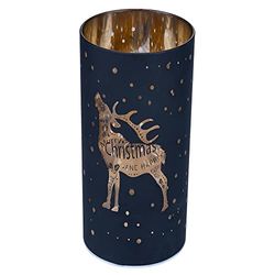 Candela led grande in vetro borosilicato, decoro renna, Xmas Nordic