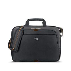 Solo Ace Slim Brief Laptop Briefcase Orange, Black