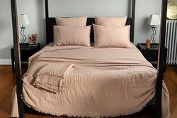 Drap Housse Cap Ferret Coton Lavé, 180cm x 200cm, Galet