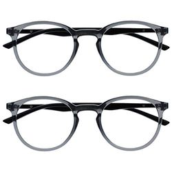 OPULIZE Met 2 Pacco Blocco Luce Blu Occhiali Da Lettura Computer Gioco Grigio Nero Uomo Donna BB60-7 +1,50