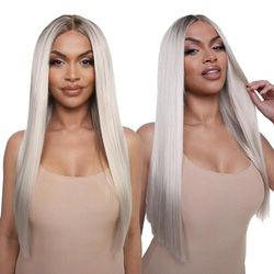 The Serena Perruque lace front lisse et lisse Blond cendré clair