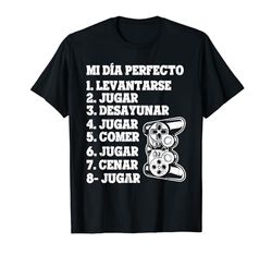 Gamer Chicos Mi Día Perfecto 2 Jugar Videojuego Gaming Camiseta