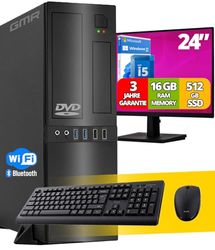 Intel Office PC Complete 24 inch HD-monitor, toetsenbord en muis | Intel i5 | 16 GB RAM | 512 GB SSD | DVD-brander | WiFi 600 en Bluetooth 5 | USB3 | Windows 11 Pro | 3 jaar garantie!