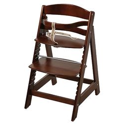 roba Chaise Haute Évolutive en Bois Teinté Brun Sit Up III - Hauteur Réglable - de 6 Mois jusqu'à 70 kg - Chaise Bébé Résistante avec Barre de Sécurité