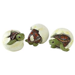 Design Toscano QM2562500 Statuette Tre Tartarughe Appena Uscite dal Guscio, Multicolore, 9x10x6.5 cm