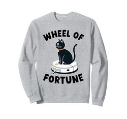 Wheel Of Fortune Cat On Robot Vacuum Cleaner Cat Sweatshirt