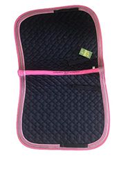 USG Tapis de Selle de Dressage en Coton Bleu Marine/Rose/Beige