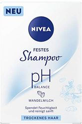 NIVEA Solid shampoo pH balance for dry hair (75 g), gently cleansing solid shampoo with almond milk, pH optimised shampoo with vegan formula