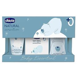 CHICCO Natural Sensation zestaw kosmetyków z kąpielą szampon bez łez 200 ml i kremem do ciała 150 ml dla dzieci i wody kolońskiej 100 ml, pomysł na prezent