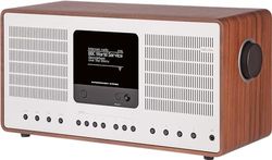 REVO SuperConnect Stereo - Internetradio/DAB+ digitale radio (30 watt, stereo radio, internet, WLAN, DAB/DAB+/FM, Spotify, Amazon Music, napster UVM, Design Radio) walnoot-zilver