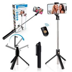 Grundig Selfiestick en statief voor mobiele telefoon - Bluetooth - met afstandsbediening - 120° draaibaar