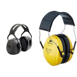 3M Peltor X5 Kapselgehörschutz X5A Kopfbügel SNR 37 dB, Schwarz & Optime I Kapselgehörschutz H510A mit weichen Polstern - schützt vor hohen Geräuschpegeln (SNR: 27 dB), gelb