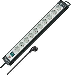 Brennenstuhl Extensão de tomadas premium com 10 tomadas de energia (cabo de 3 m, com interruptor, montável, fabricado na Alemanha) preto / cinzento