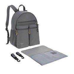 LÄSSIG 1103030236 Baby luierrugzak met aankleedmat, kinderwagenbevestiging/casual Urban Backpack antraciet, grijs, 646 g