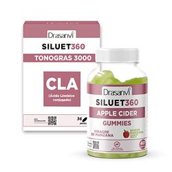 Pack Siluet CLA TONOGRAS Ácido Linoleico Conjugado 3000 mg + APPLE CIDER Gummies| Quemar grasa Pérdida de peso| Tonificador muscular | Gominolas Vinagre Manzana efecto prebiótico| 36 perlas/40 gummie