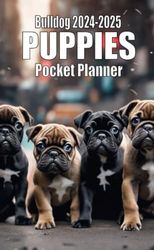 Bulldogs Puppies Pocket Planner 2024-2025: 24 Months Monthly of Organization,Size 4x6.5 Inches for Your Bag and Purse