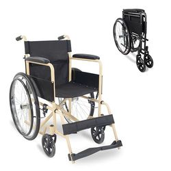 Mobiclinic®, Rolstoel, Denver, Europees merk, Zitting 46 cm, Handrem, Afneembare rugleuning, Opklapbare voetsteunen, Stevig, Lichtgewicht crème zwarte