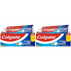 Colgate Maximum Caries Protection Pasta de Dientes con Flúor,2 Uds x 75ml, Dentífrico contra las Caries, Fórmula de Calcio que Penetra entre los Dientes, Refresca el Aliento, Sabor Agradable a Menta