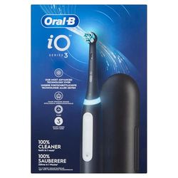 Oral-B iO Series 3 Cepillo de dientes eléctrico, 3 modos de cepillado para el cuidado dental, estuche de viaje, regalo de San Valentín para él o ella, diseñado por marrón, negro mate