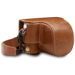 Megagear mg1606 para Leica d-Lux 7 estojo Ever Ready, capa de logo uso de couro autêntico, com correia - castanho.