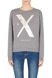 ARMANI EXCHANGE Logo stampato sostenibile, orlo a coste, Maglia di Tuta Donna, Grigio (Snake), L