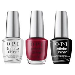 OPI Infinite Shine Long-wear Nail Polish, Gel-Like Nail Varnish with no UV lamp needed, 3-Step System for up to 11 days of vibrant colour, Base Coat & Nail Polish & Top Coat, Malaga Wine, 3x 15ml
