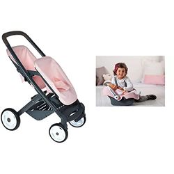 Quinny Twin Toy Pretend Play Pushchair For Dolls and Baby Dolls In Light Pink & Maxi Cosi Toy Pretend Play Comfort Car Seat and Carrier For Baby Dolls In Pink/Grey
