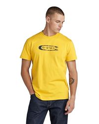 G-STAR RAW Distressed Old School Logo, Gul (Dk citron D24365-336-348), S