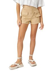 Koton Dames Jean Riem Detail High Waist Pocket Shorts, camel (132), 36