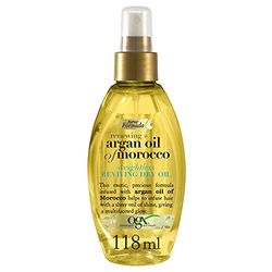 OGX Óleo evitalizante óleo de argão marroquino, óleo seco em spray anti-frizz, textura leve, fortalecimento e suavidade, 118 ml (embalagem de 1)
